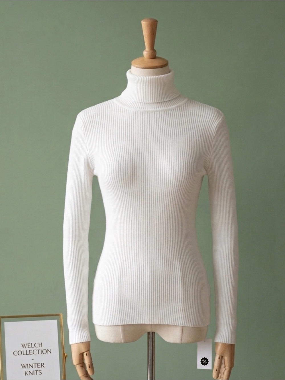 SHEIN White Ribbed Turtleneck Sweater
